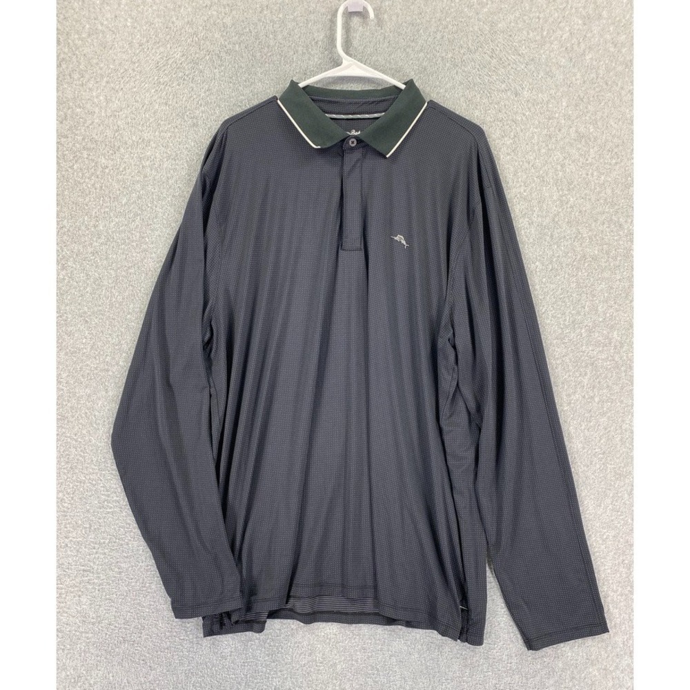 Tommy Bahama Island Zone Mens XL Palm Desert Oasis Zip Performance Polo Black